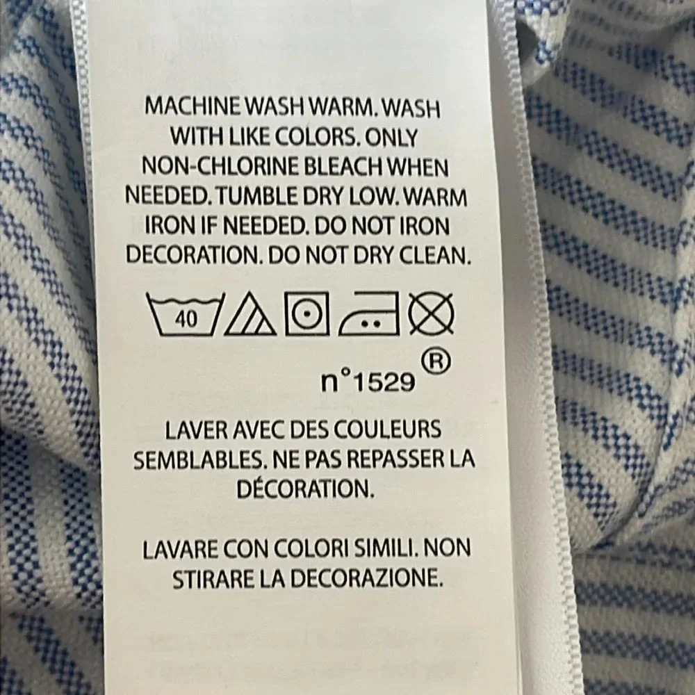 Ralph Lauren Boys Blue White Striped Button-Down Shirt with Green Embroidery - Picture 5 of 7